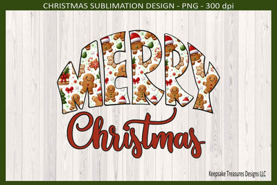 Merry Christmas, Gingerbread Men Letters, Sublimation PNG Design, Christmas Home Decor Sublimation Keepsake Treasures Designs LLC. 