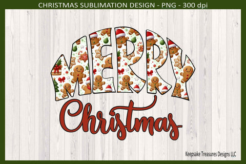 Merry Christmas, Gingerbread Men Letters, Sublimation PNG Design, Christmas Home Decor Sublimation Keepsake Treasures Designs LLC. 