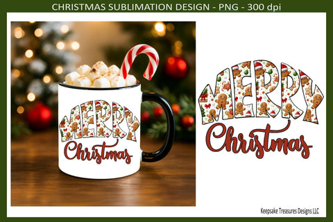 Merry Christmas, Gingerbread Men Letters, Sublimation PNG Design, Christmas Home Decor Sublimation Keepsake Treasures Designs LLC. 