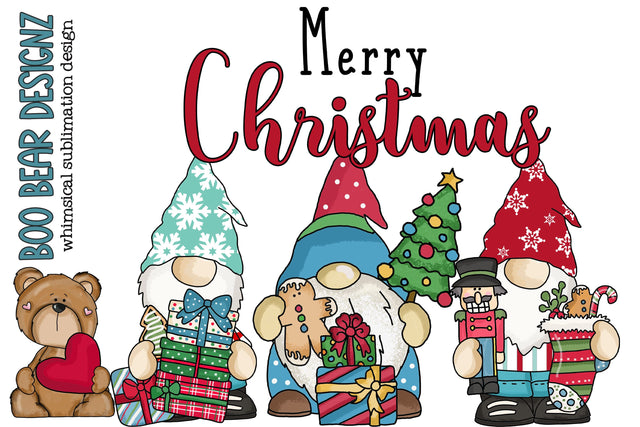 Merry Christmas Gnome Clipart Sublimation Boo Bear Designz 
