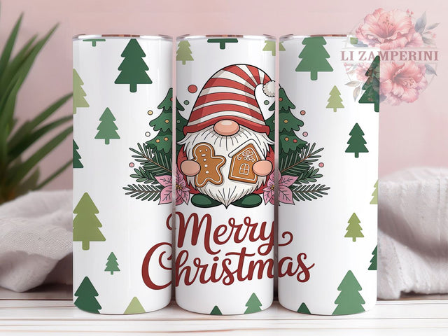 Merry Christmas Gnome Gingerbread Tumbler, Gingerbread House Sublimation Design, Festive Holiday Cup Art, 20oz Xmas Tumbler, Whimsical Gnome Mug, Stylish Christmas Cup, Cozy Holiday Wrap Sublimation Li Zamperini 