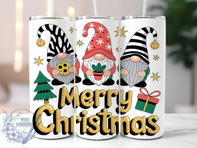 Merry Christmas Gnomes Holiday Tumbler, Merry Christmas Sublimation Design, Festive Holiday Cup Art, 20oz Xmas Tumbler, Whimsical Gnome Mug, Stylish Christmas Cup, Cozy Holiday Wrap Sublimation ToriDesigns 