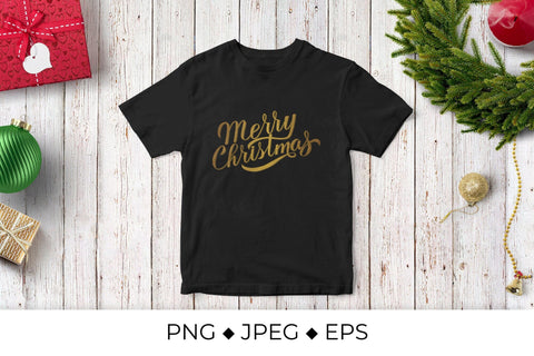 Merry Christmas gold glitter lettering sublimation Sublimation LaBelezoka 