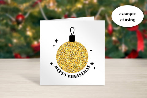 Merry Christmas Greeting Card | PNG Sublimation Print | Digital Download | Black & Golden Glitter Xmas Tree Decoration Text Merry Christmas Sublimation AnnaViolet_store 