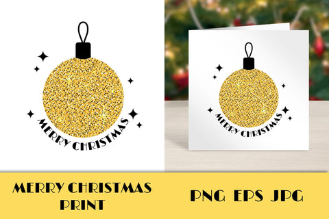 Merry Christmas Greeting Card | PNG Sublimation Print | Digital Download | Black & Golden Glitter Xmas Tree Decoration Text Merry Christmas Sublimation AnnaViolet_store 