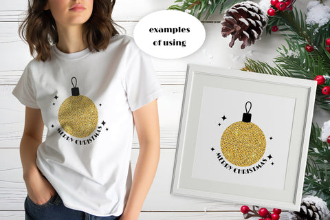 Merry Christmas Greeting Card | PNG Sublimation Print | Digital Download | Black & Golden Glitter Xmas Tree Decoration Text Merry Christmas Sublimation AnnaViolet_store 