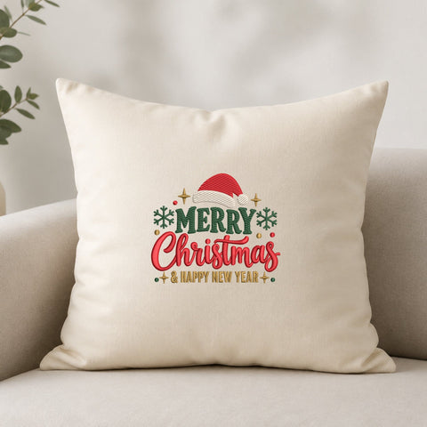 Merry Christmas & Happy New Year Embroidery Design – Santa Hat Snowflake Christmas Machine Embroidery File Embroidery/Applique DESIGNS PatternFeed8 