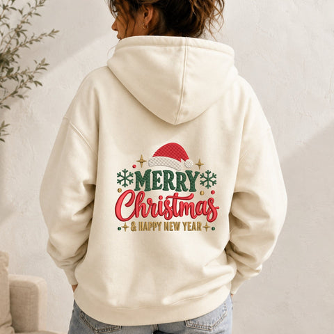 Merry Christmas & Happy New Year Embroidery Design – Santa Hat Snowflake Christmas Machine Embroidery File Embroidery/Applique DESIGNS PatternFeed8 