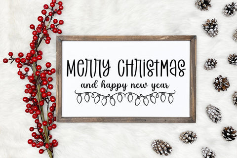 Merry Christmas Happy New Year SVG I Christmas Sign SVG SVG Happy Printables Club 