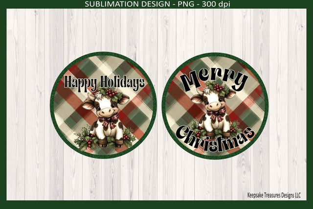 Merry Christmas Highland Cow Sublimation Ornament Png Template Sublimation Keepsake Treasures Designs LLC. 