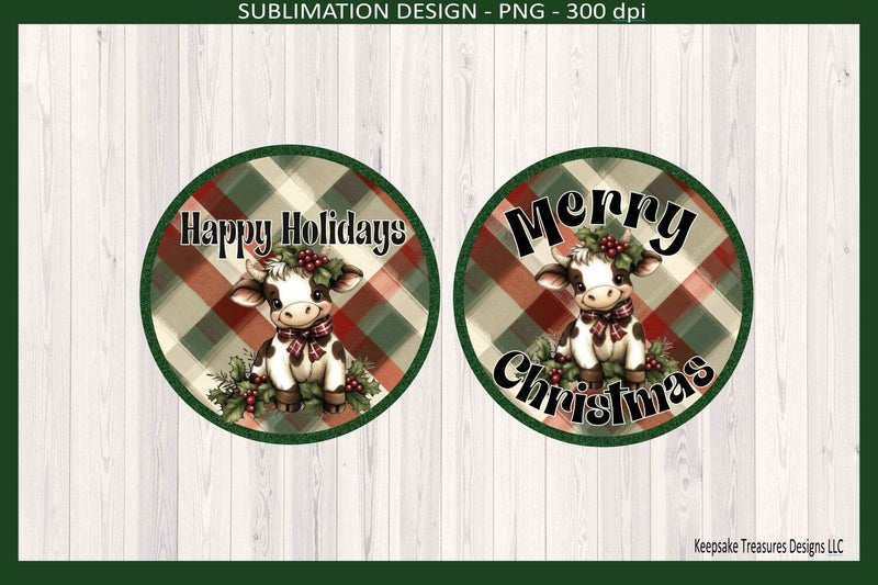 Merry Christmas Highland Cow Sublimation Ornament Png Template Sublimation Keepsake Treasures Designs LLC. 