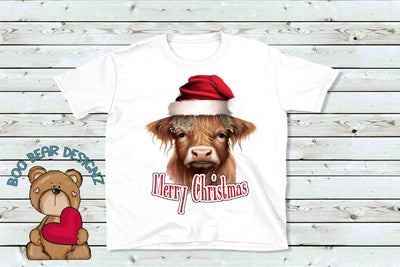 Merry Christmas, Highland Cow Sublimation Sublimation Boo Bear Designz 