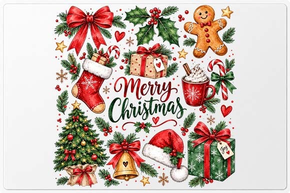 Merry Christmas Holiday Elements Design SVG BillahCrafts 