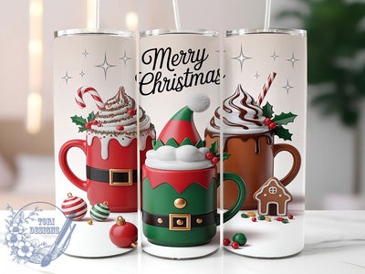Merry Christmas Holiday Tumbler, Xmas Holiday Design, Festive Christmas Art, Holiday Cheer Graphic, Seasonal Xmas Pattern, 20oz Tumbler, Sublimation Design Sublimation ToriDesigns 