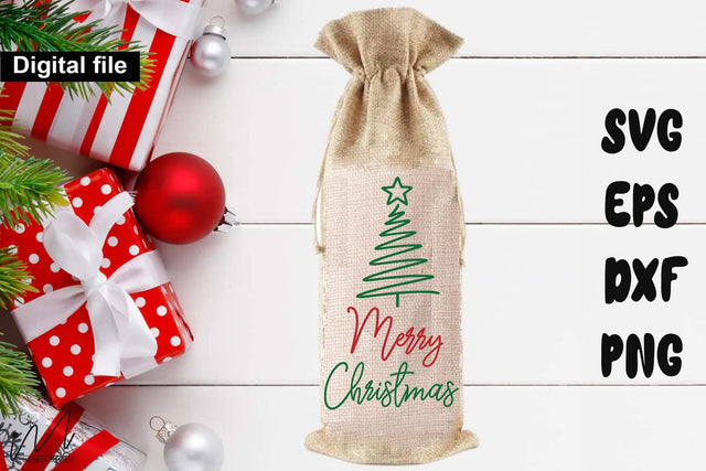 Merry Christmas Holiday Wine Bag Quote SVG SVG Isabella Machell 