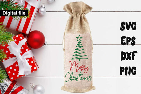 Merry Christmas Holiday Wine Bag Quote SVG SVG Isabella Machell 
