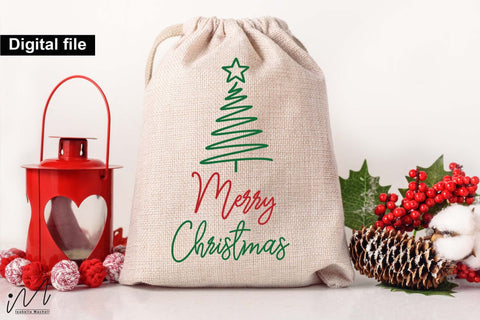 Merry Christmas Holiday Wine Bag Quote SVG SVG Isabella Machell 