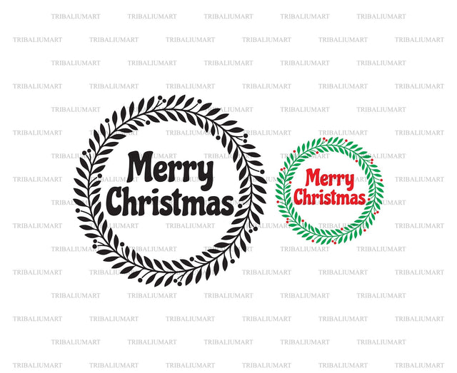Merry Christmas Holly Wreath SVG TribaliumArtSF 
