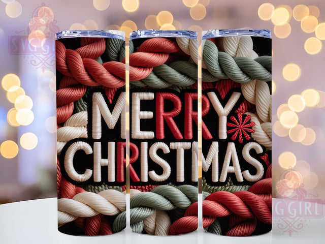 Merry Christmas Knitted Holiday Tumbler, Crochet Holiday Sublimation Design, Festive Cup Art, 20oz Xmas Tumbler, Whimsical Knit Mug, Stylish Christmas Cup, Cozy Holiday Wrap Sublimation SvggirlplusArt 
