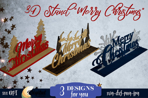 Merry Christmas laser cut files. Set of 3 Christmas sign svg SVG Evgenyia Guschina 