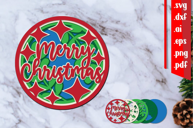 Merry Christmas Layered Cut File 2 SVG zafrans studio 