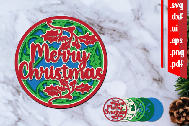 Merry Christmas Layered Cut File 3 3D Paper zafrans studio 