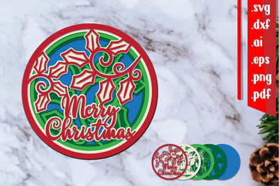Merry Christmas Layered Cut File 4 3D Paper zafrans studio 