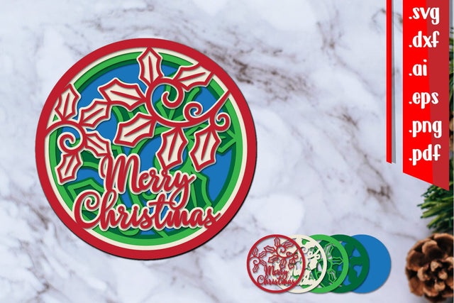Merry Christmas Layered Cut File 4 3D Paper zafrans studio 