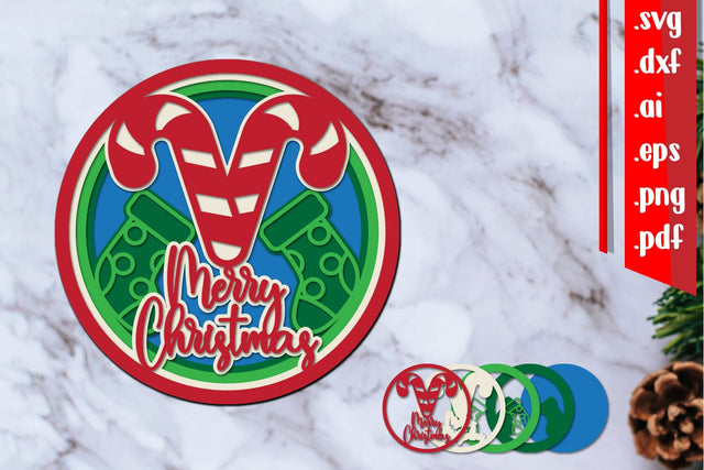 Merry Christmas Layered Cut File 5 SVG zafrans studio 