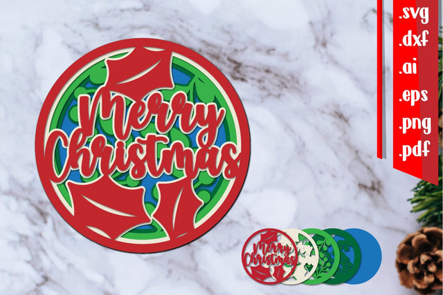 Merry Christmas Layered Cut File SVG zafrans studio 