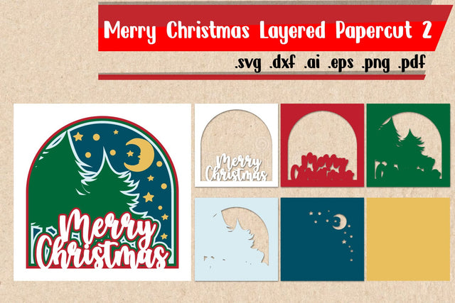 Merry Christmas Layered Papercut 2 3D Paper zafrans studio 