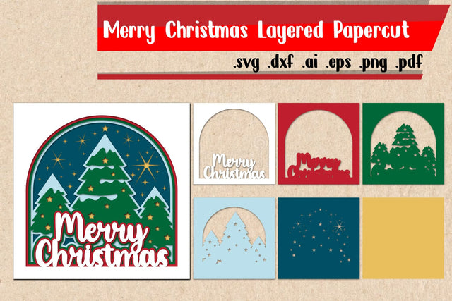 Merry Christmas Layered Papercut 3D Paper zafrans studio 