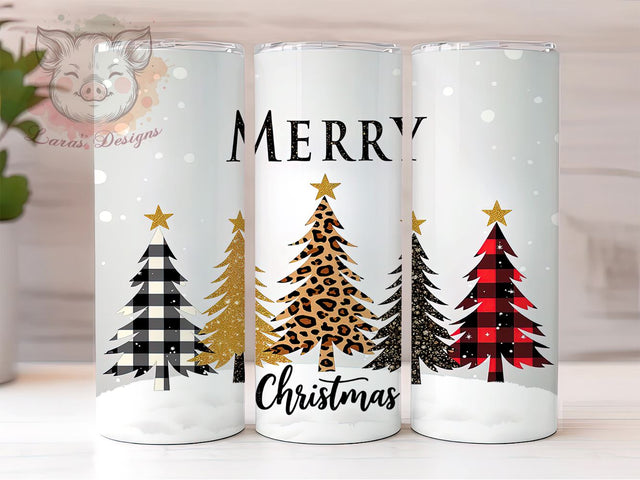 Merry Christmas Leopard Print Glitter Tumbler Wrap, 20oz Sublimation Design, Glitter Tumbler Wrap, Holiday Decor Tumbler, Festive Tree Tumbler, Merry Christmas Sublimation Sublimation Lara' s Designs 
