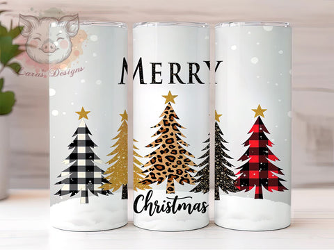 Merry Christmas Leopard Print Glitter Tumbler Wrap, 20oz Sublimation Design, Glitter Tumbler Wrap, Holiday Decor Tumbler, Festive Tree Tumbler, Merry Christmas Sublimation Sublimation Lara' s Designs 