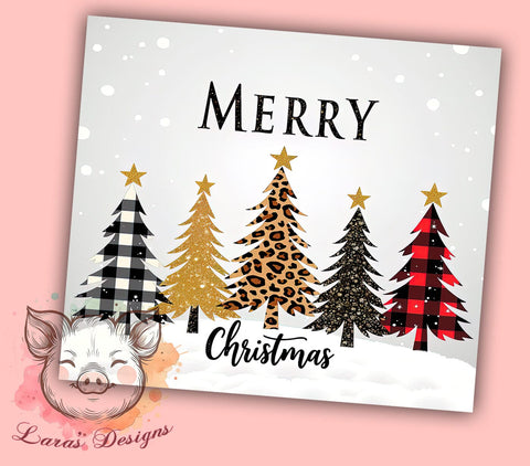 Merry Christmas Leopard Print Glitter Tumbler Wrap, 20oz Sublimation Design, Glitter Tumbler Wrap, Holiday Decor Tumbler, Festive Tree Tumbler, Merry Christmas Sublimation Sublimation Lara' s Designs 