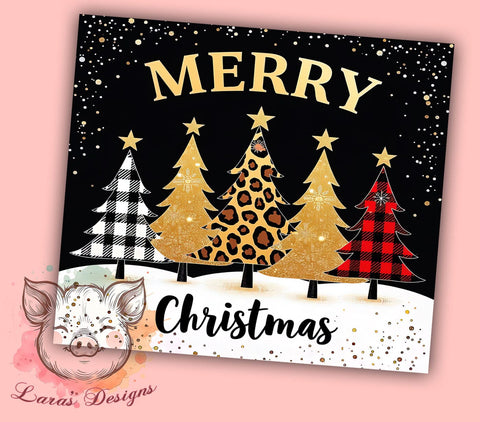 Merry Christmas Leopard Print Glitter Tumbler Wrap, 20oz Sublimation Design, Glitter Tumbler Wrap, Holiday Decor Tumbler, Festive Tree Tumbler, Merry Christmas Sublimation Sublimation Lara' s Designs 