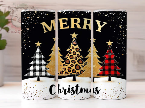 Merry Christmas Leopard Print Glitter Tumbler Wrap, 20oz Sublimation Design, Glitter Tumbler Wrap, Holiday Decor Tumbler, Festive Tree Tumbler, Merry Christmas Sublimation Sublimation Lara' s Designs 