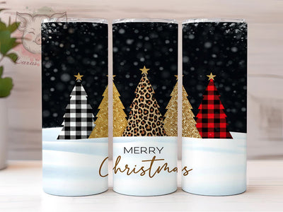 Merry Christmas Leopard Print Glitter Tumbler Wrap, 20oz Sublimation Design, Glitter Tumbler Wrap, Holiday Decor Tumbler, Festive Tree Tumbler, Merry Christmas Sublimation Sublimation Lara' s Designs 