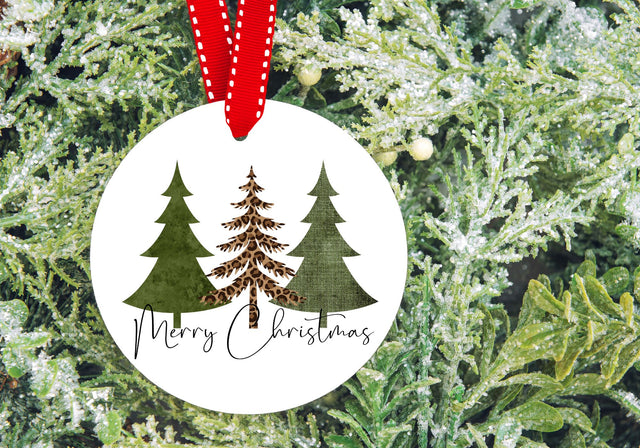 Merry Christmas Leopard Trees | Green and Gold Christmas Design Sublimation Print Perfect Design Shop 