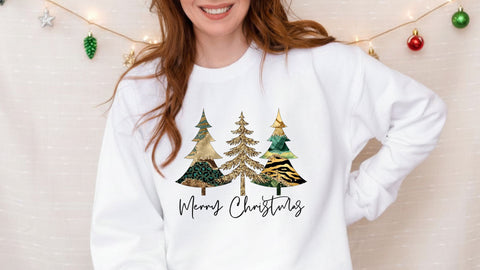 Merry Christmas Leopard Trees PNG | Leopard Print Christmas Tree Sublimation | Glam Holiday Sublimation Design Sublimation Print Perfect Design Shop 