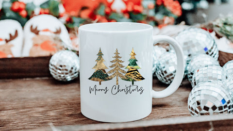 Merry Christmas Leopard Trees PNG | Leopard Print Christmas Tree Sublimation | Glam Holiday Sublimation Design Sublimation Print Perfect Design Shop 