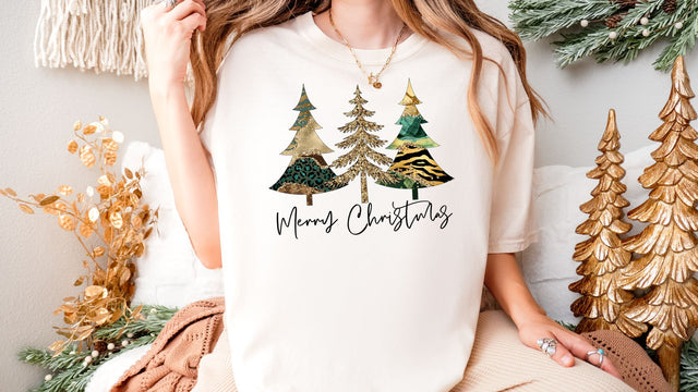 Merry Christmas Leopard Trees PNG | Leopard Print Christmas Tree Sublimation | Glam Holiday Sublimation Design Sublimation Print Perfect Design Shop 