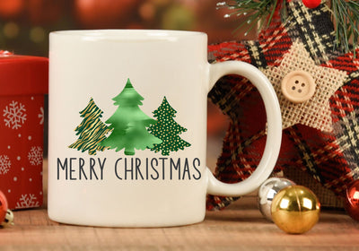 Merry Christmas | Modern Green Christmas Trees PNG | Contemporary Holiday Design Sublimation Print Perfect Design Shop 