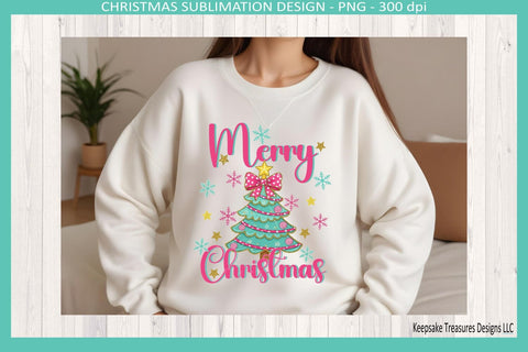 Merry Christmas Modern Pink & Mint Png Sublimation Design Sublimation Keepsake Treasures Designs LLC. 