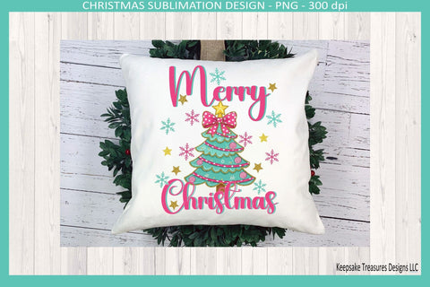 Merry Christmas Modern Pink & Mint Png Sublimation Design Sublimation Keepsake Treasures Designs LLC. 