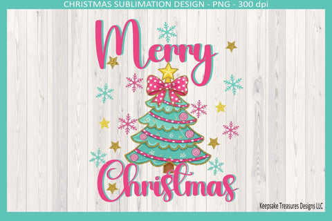 Merry Christmas Modern Pink & Mint Png Sublimation Design Sublimation Keepsake Treasures Designs LLC. 