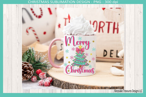 Merry Christmas Modern Pink & Mint Png Sublimation Design Sublimation Keepsake Treasures Designs LLC. 