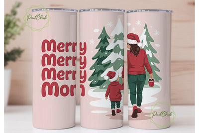 Merry Christmas Mom 20oz Tumbler Wrap Sublimation PixelChick 