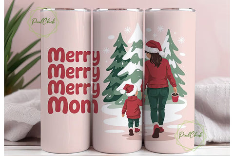 Merry Christmas Mom 20oz Tumbler Wrap Sublimation PixelChick 
