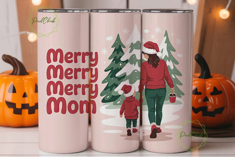 Merry Christmas Mom 20oz Tumbler Wrap Sublimation PixelChick 